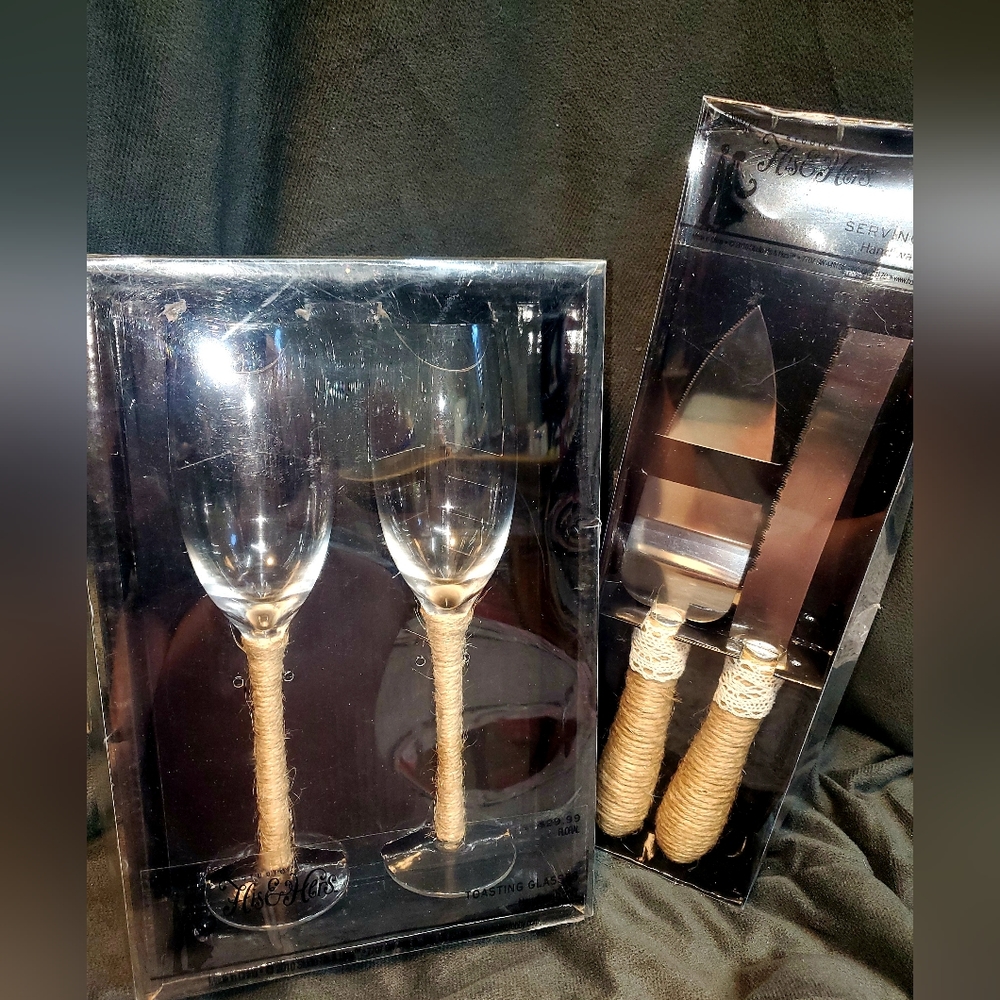 Wedding Glasses & Cake Serving Set